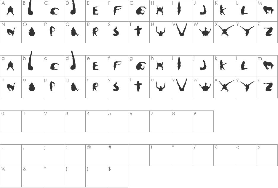 MUTTOPIA font character map preview