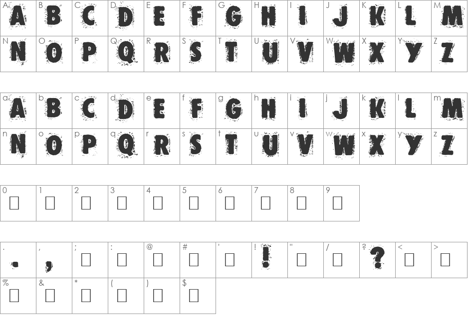 Muzo font character map preview