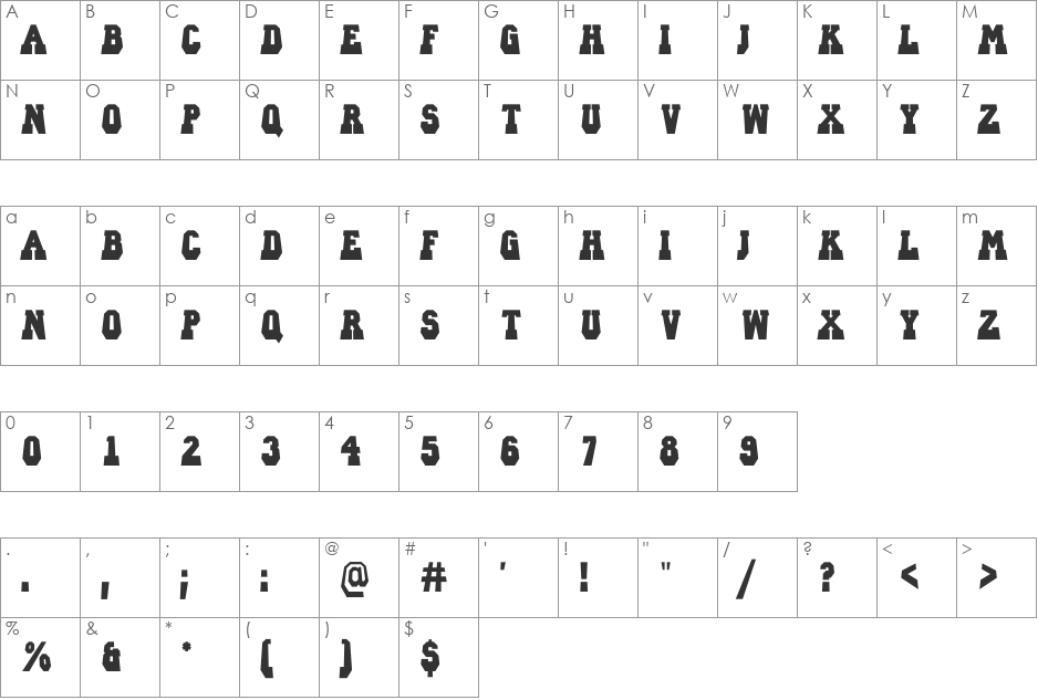 a_CampusPrLying font character map preview
