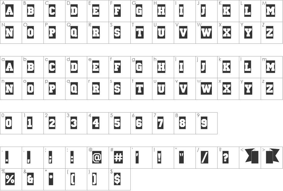 a_CampusSl font character map preview