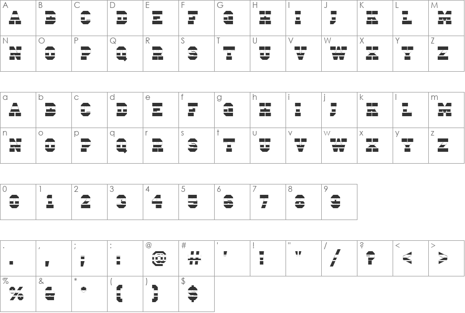 a_CampusStrip font character map preview