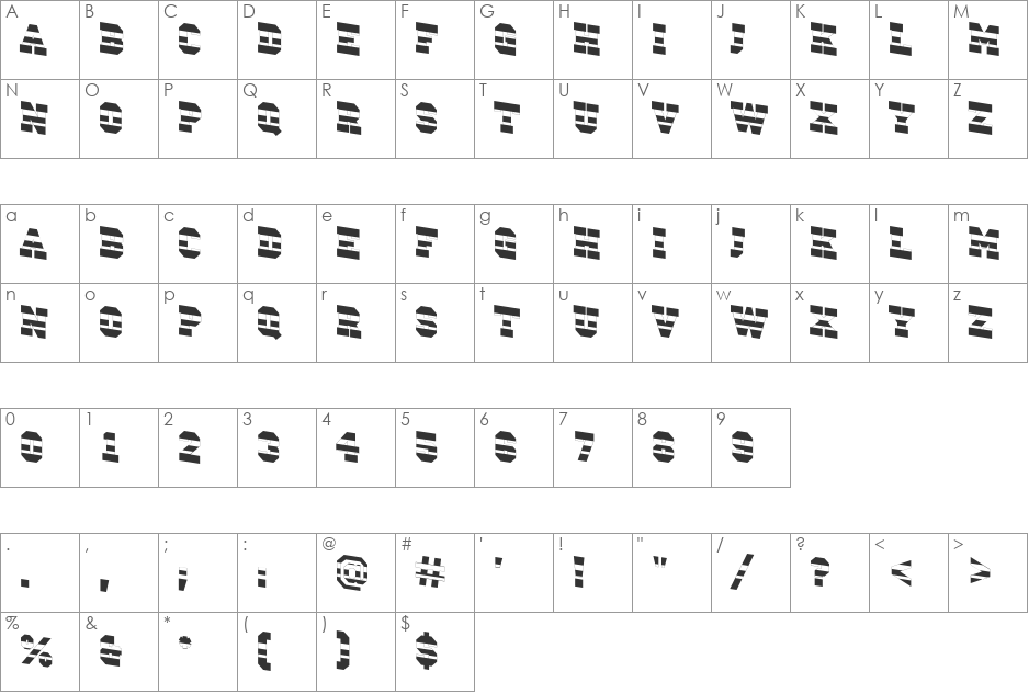 a_CampusStripDn font character map preview