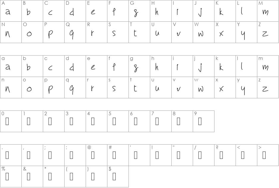 my dream font character map preview