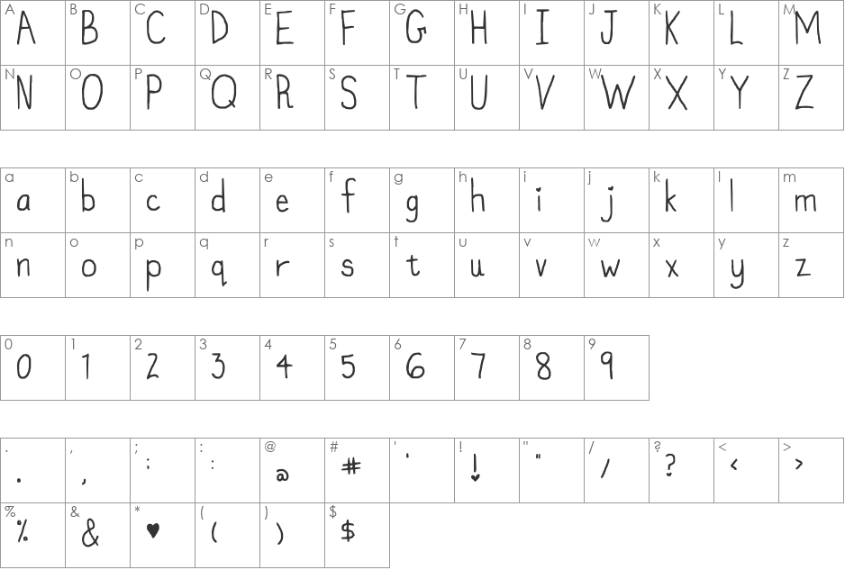 my isnt funky enough font character map preview