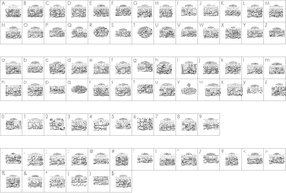 My Font Quraan 4 font character map preview