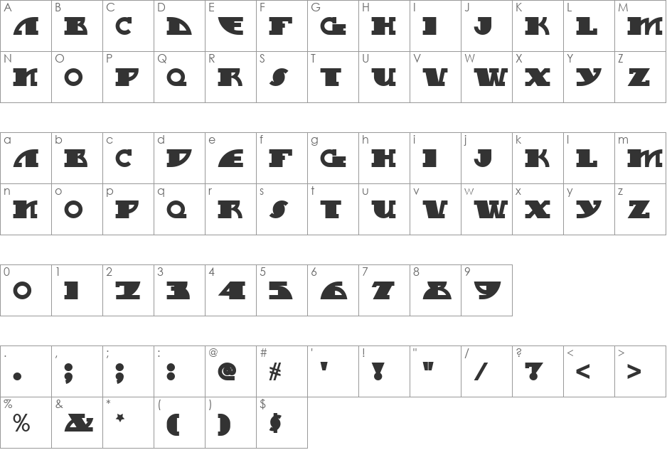My Gal Swoopy NF font character map preview