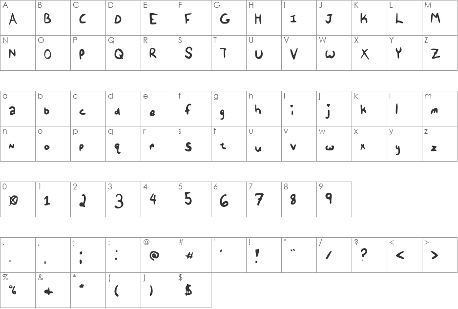 My HandWriting 2 font character map preview