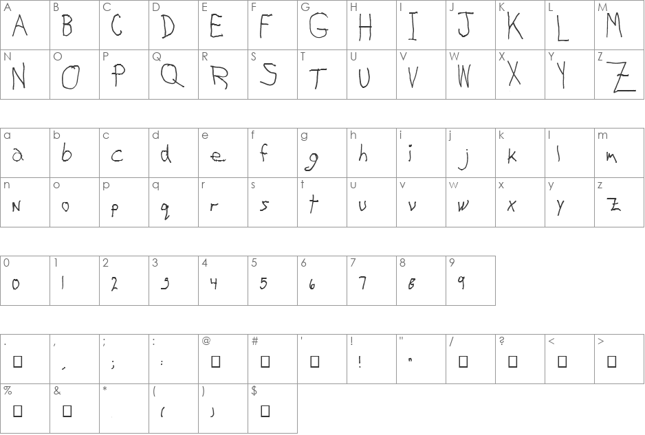 My Left Font font character map preview