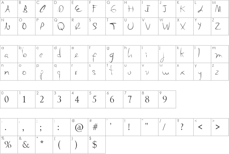 My Mom's Font font character map preview