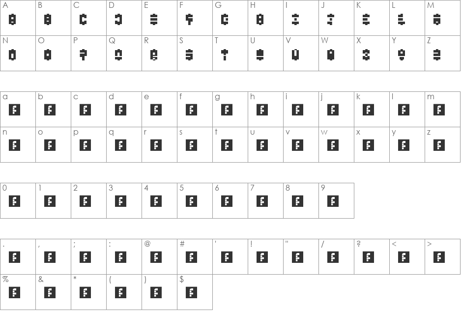 N.E. Alien Orders font character map preview