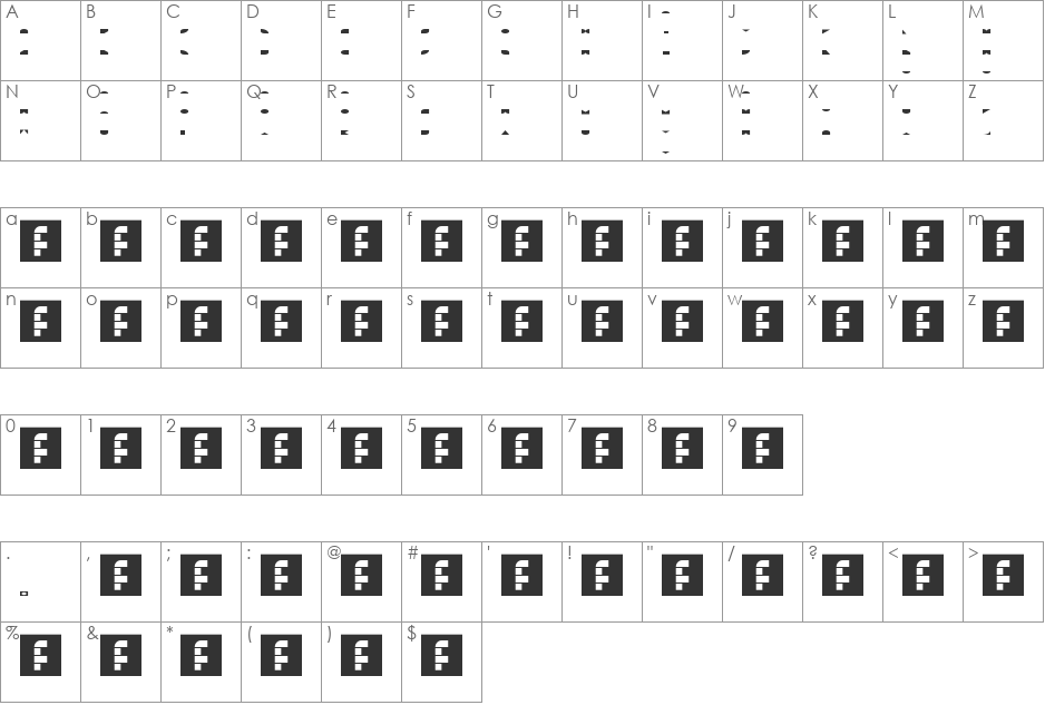 N.E. Artlien ULTRA NARROW font character map preview