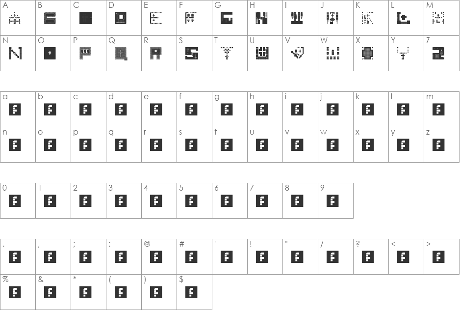 N.E. Churching (Pictorial Abuse Set 4) font character map preview