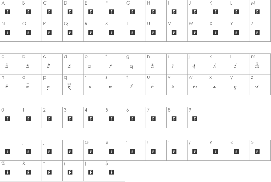 N.E. Deconstructed Obl font character map preview