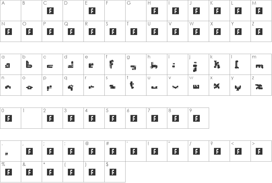 N.E. Dirty Newbix (New Newbix6) font character map preview