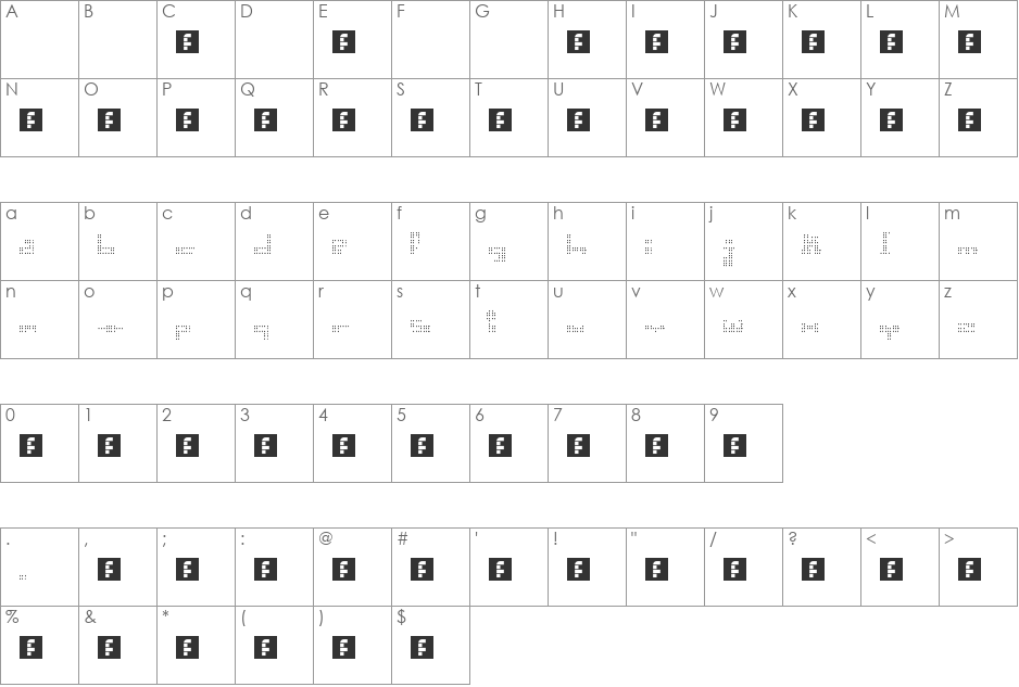 N.E. Disco Newbix (New Newbix7) font character map preview