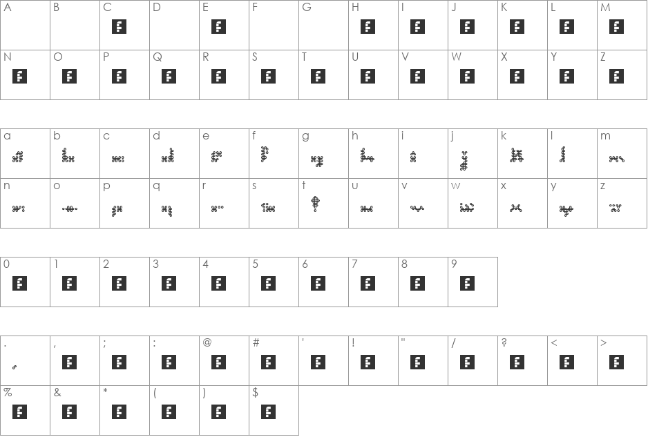 N.E. Knot-but-not-knotbix (New Newbix21) font character map preview