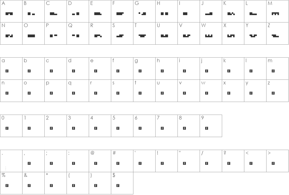 N.E. Less is more font character map preview