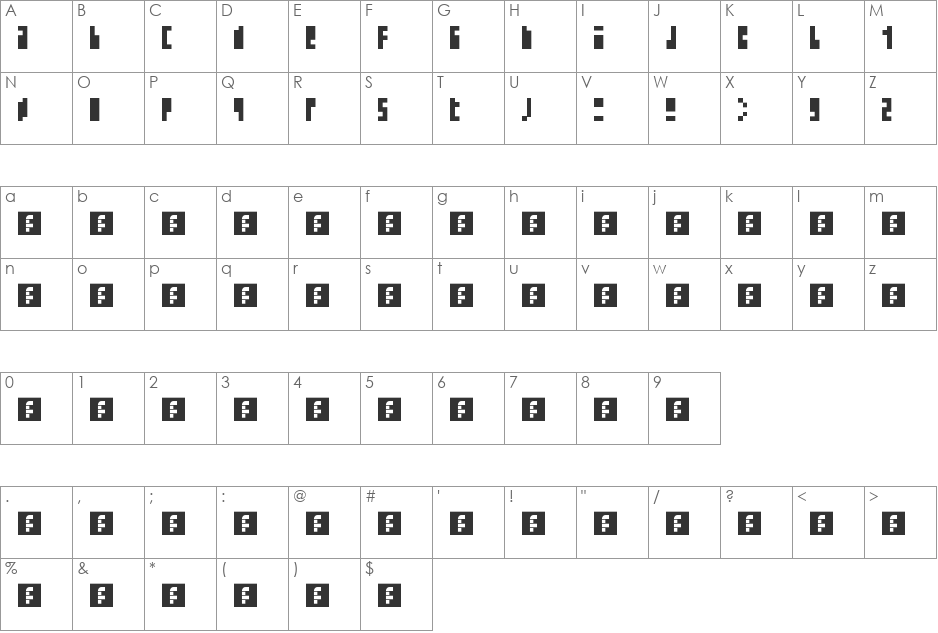 N.E. Less is more 2 font character map preview