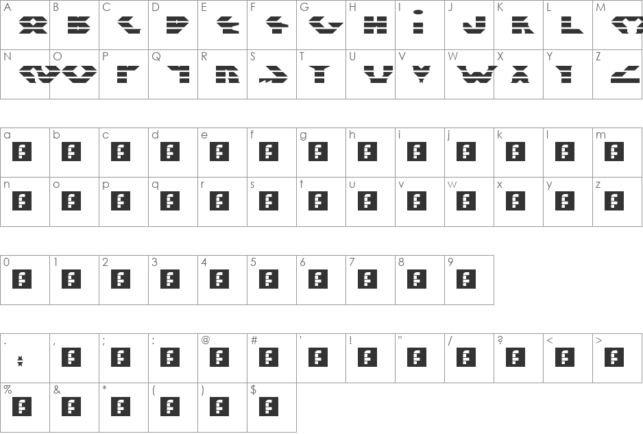 N.E. Neuroshift font character map preview