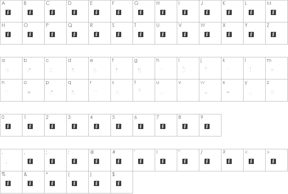 N.E. Nuclear Warfare font character map preview