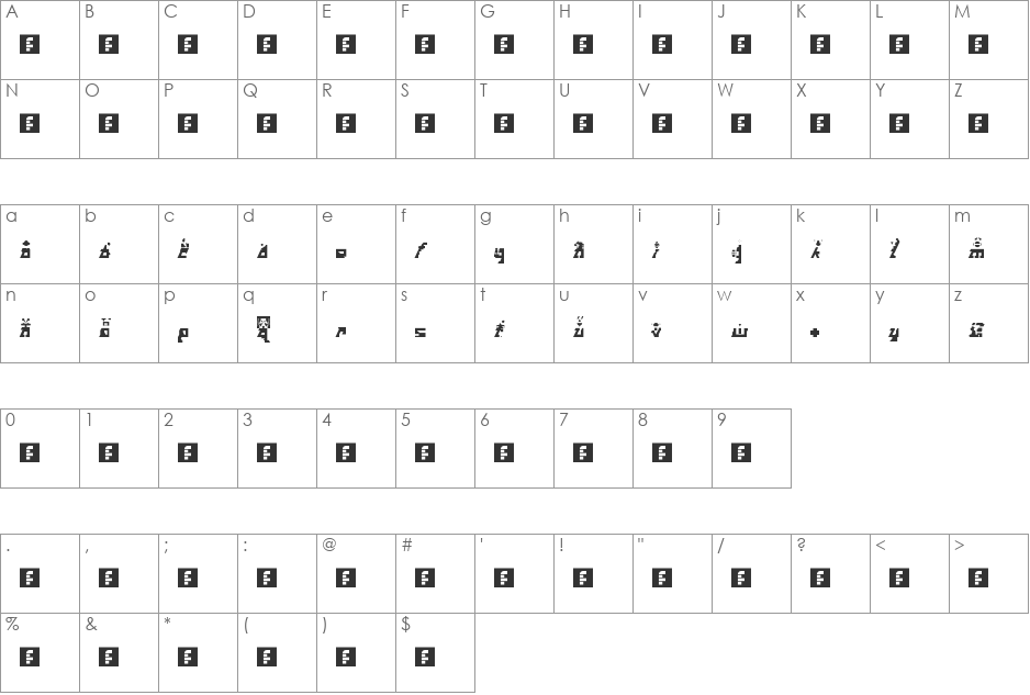 N.E. Obl [ Pictorial Abuse (set 2) ] font character map preview