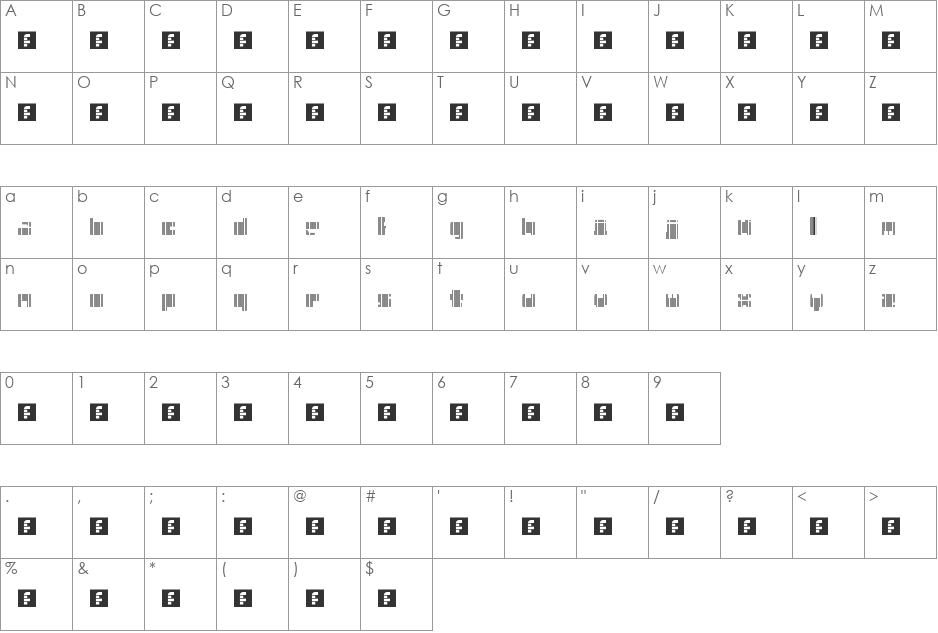 N.E. Striped Techre font character map preview