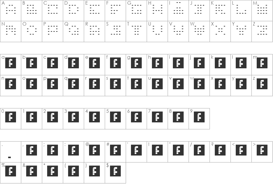 N.E. Techneriment More fun to compute font character map preview