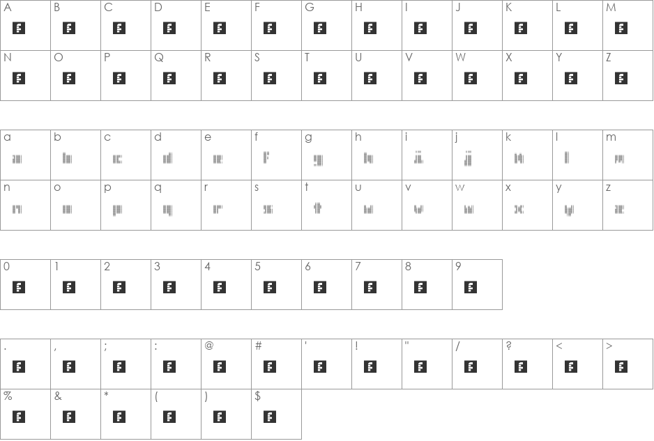 N.E.Religious Migraine font character map preview