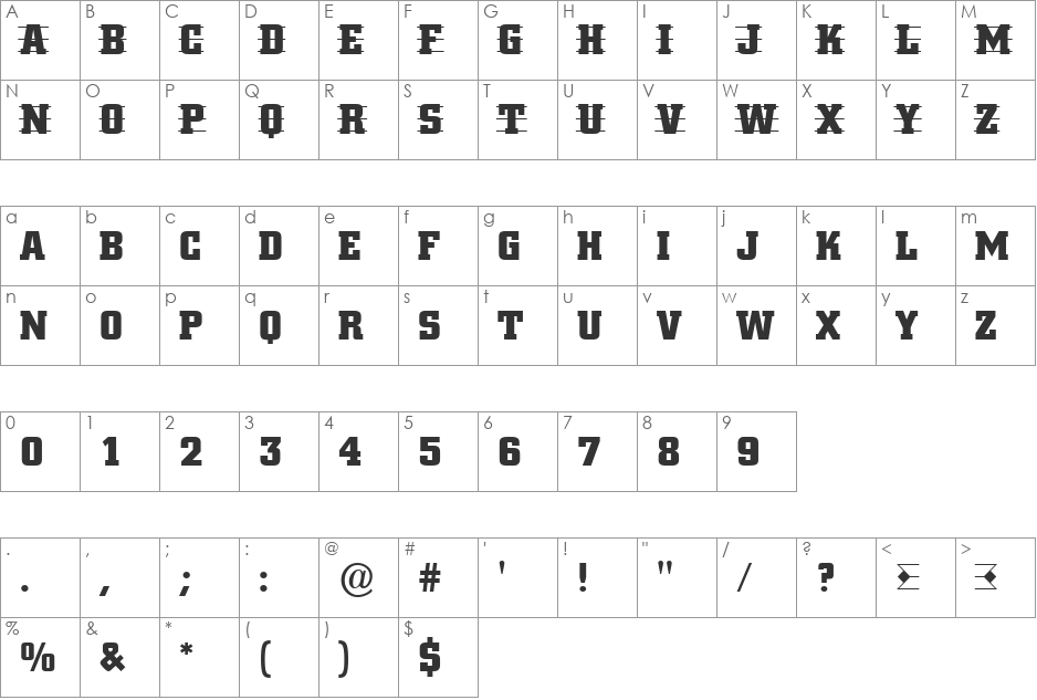 a_CityNovaTtD3StrCmb font character map preview