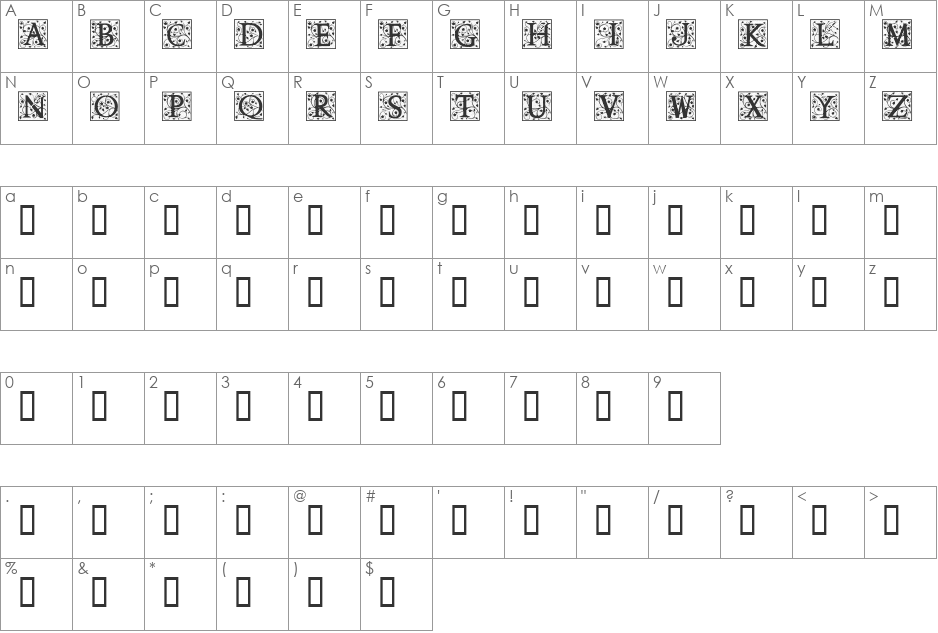 Nabel font character map preview