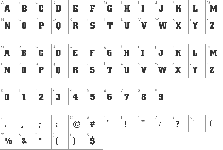 a_CityNovaTtD4StrCmb font character map preview