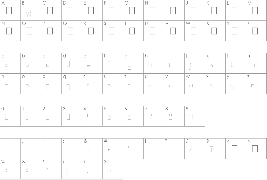 nada-Regular font character map preview