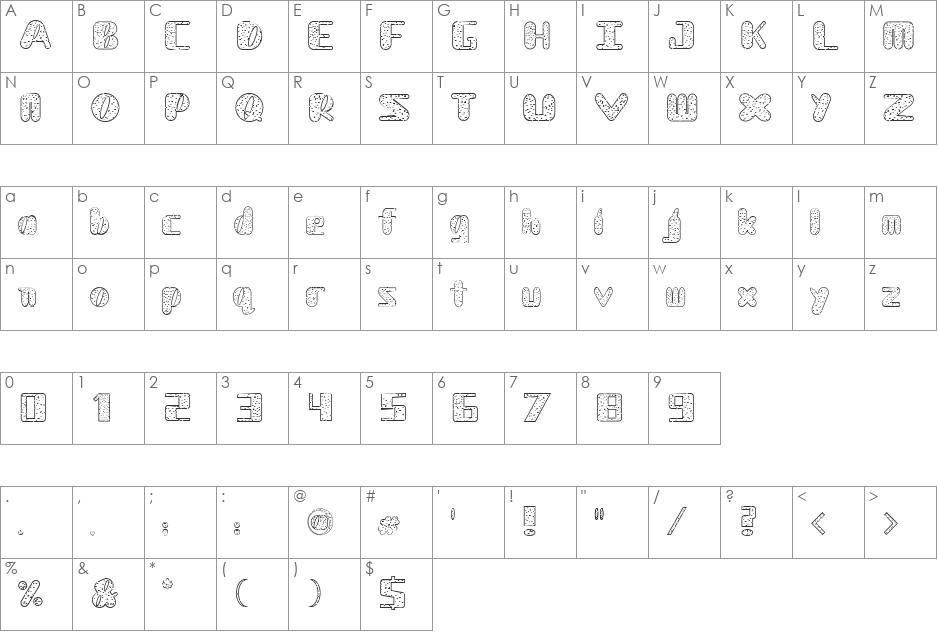 NADC Dalmatian font character map preview