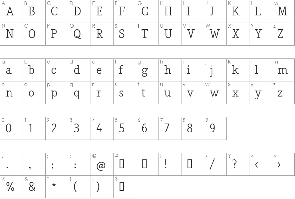 Nadia Serif font character map preview