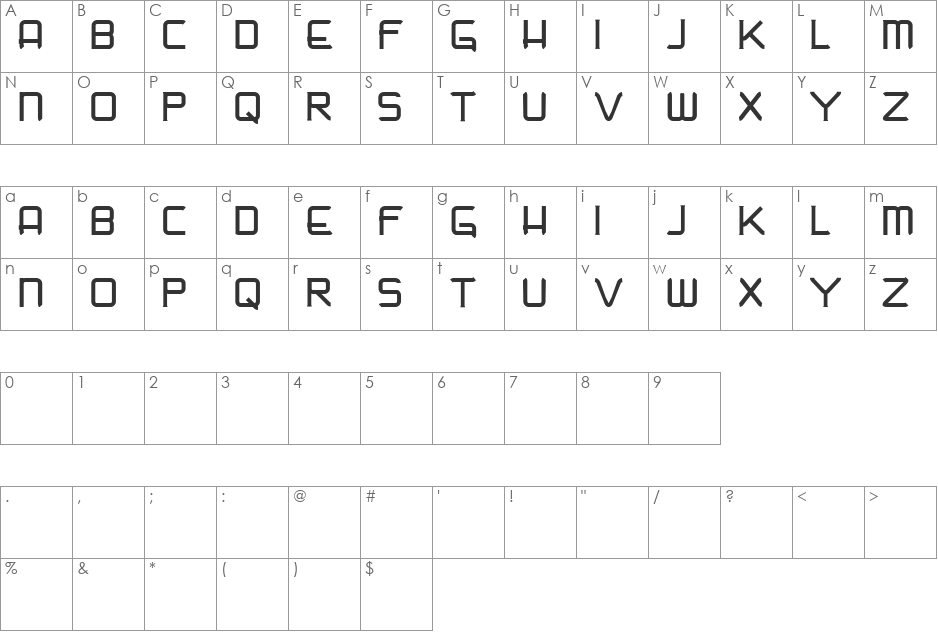 Nadir font character map preview