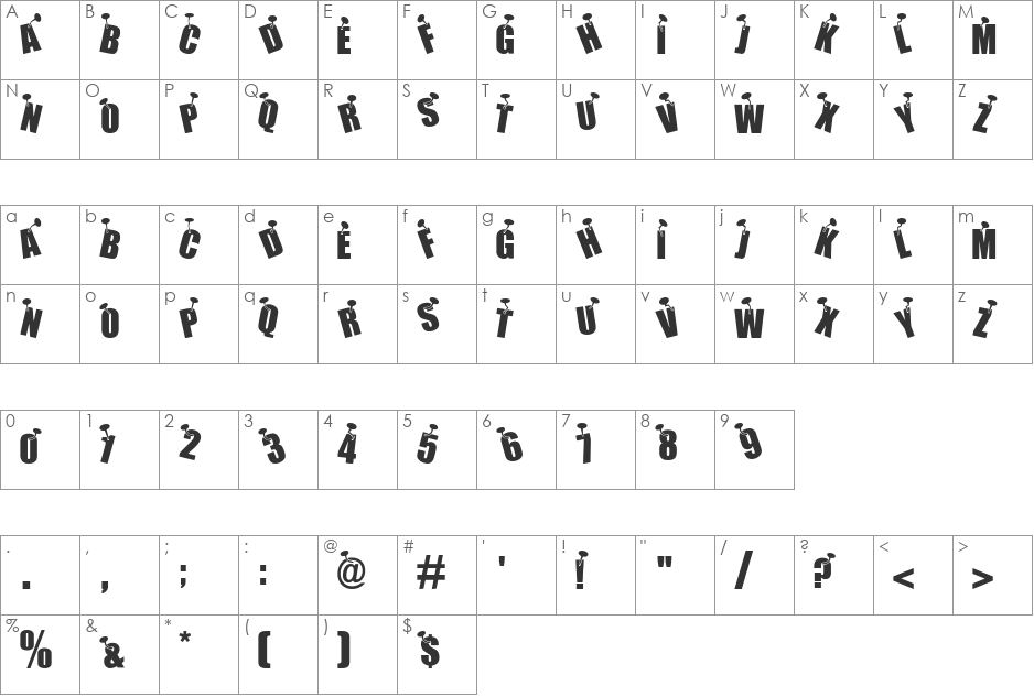 NAILED font character map preview
