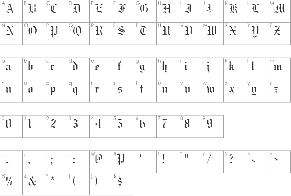 naked monk font character map preview