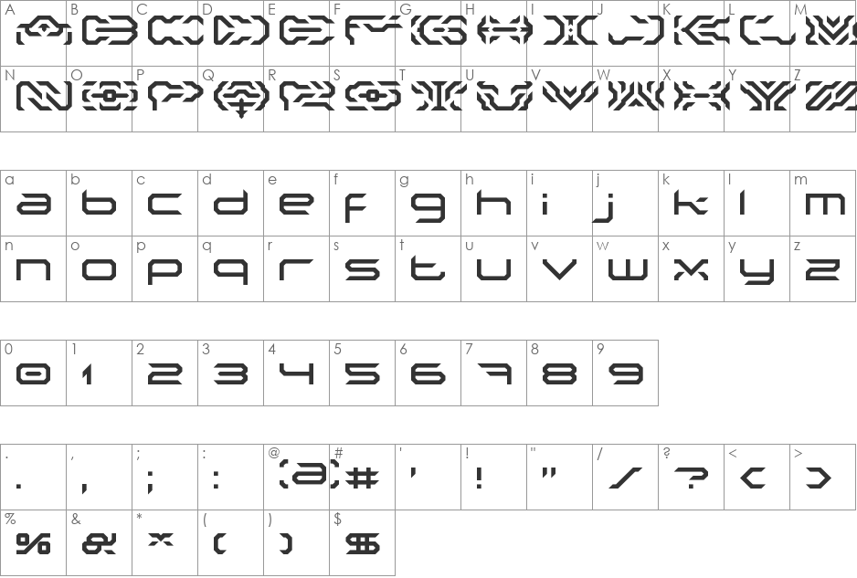 Nakki LDR font character map preview
