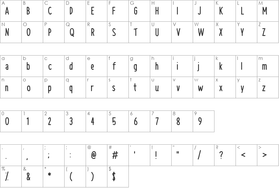 NAL Hand font character map preview