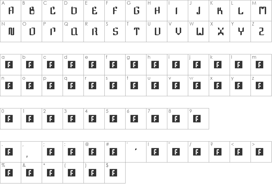 NALA font character map preview