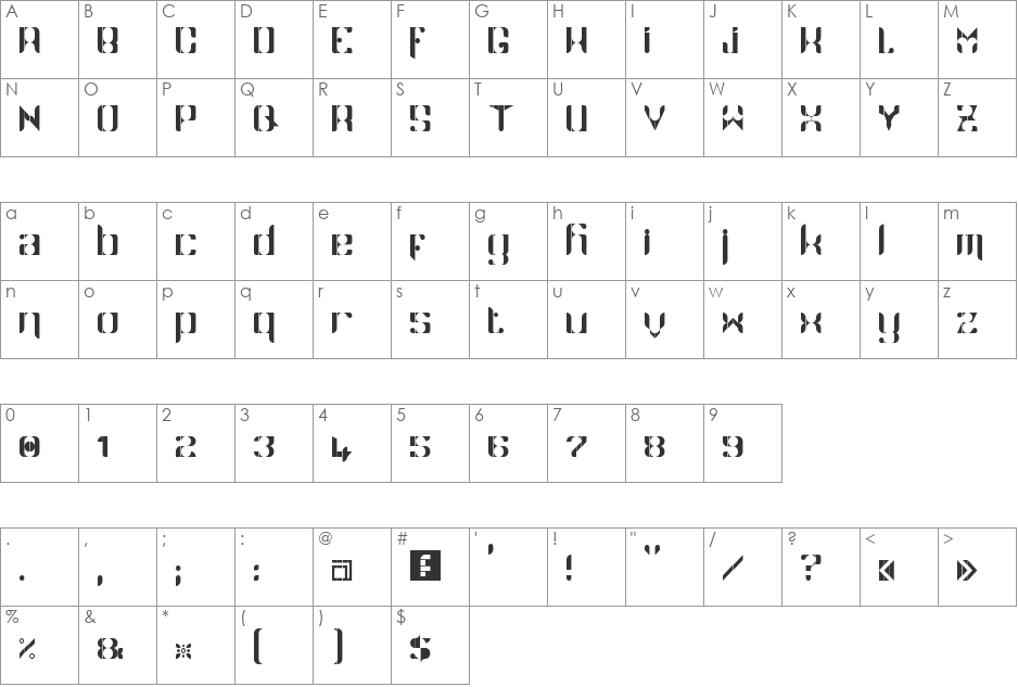 Namaskar font character map preview