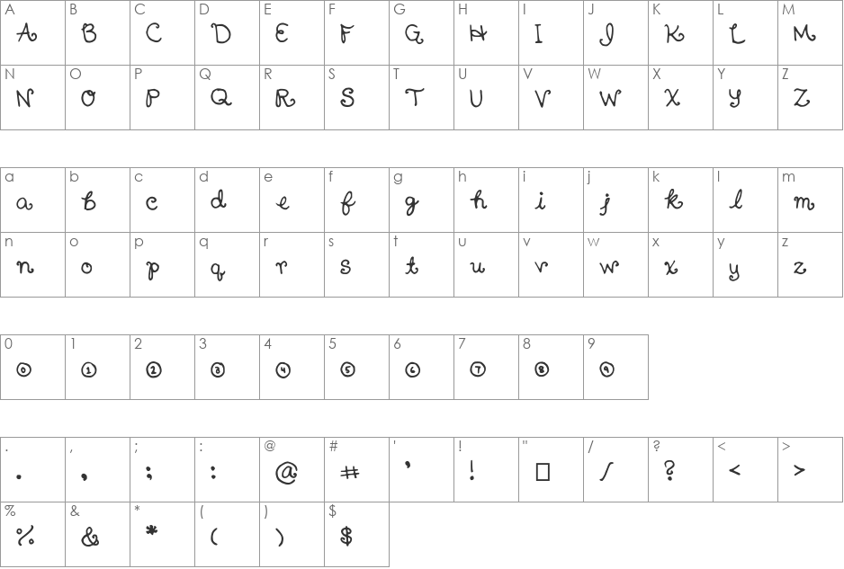 Nanaimo font character map preview