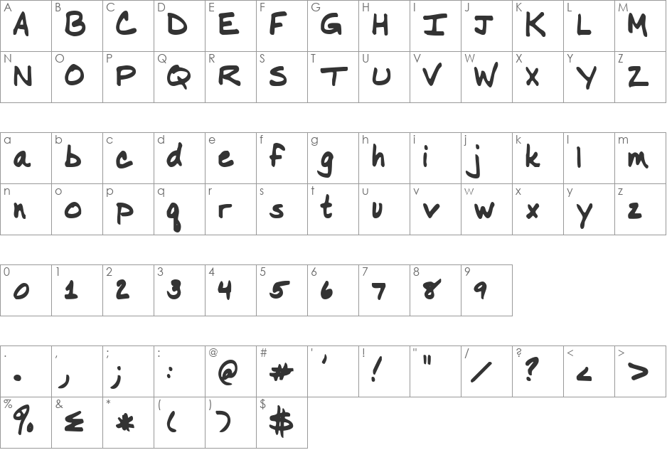 Nancy font character map preview