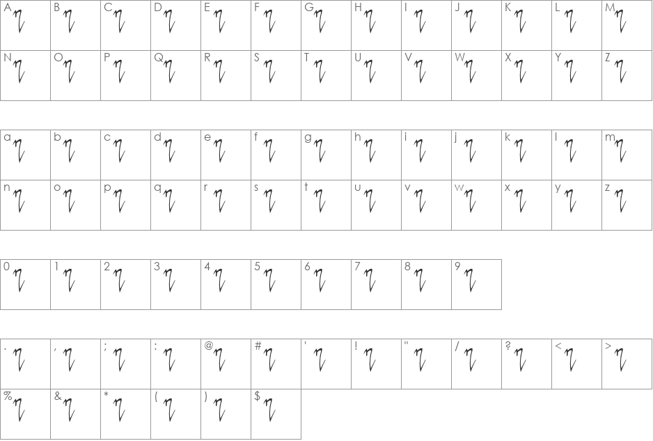 Nanduria font character map preview
