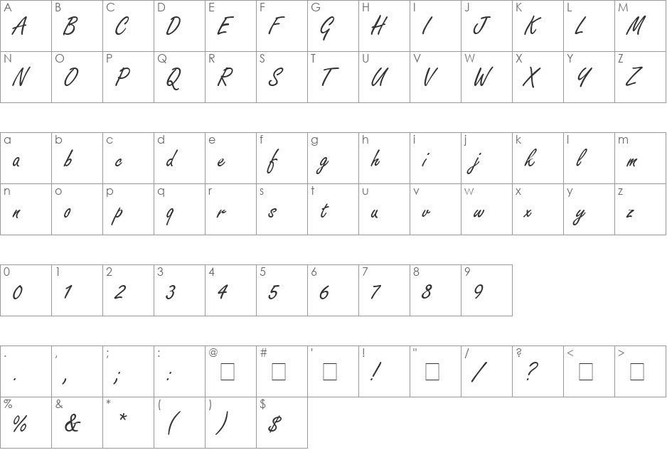 Nano Script SSi font character map preview