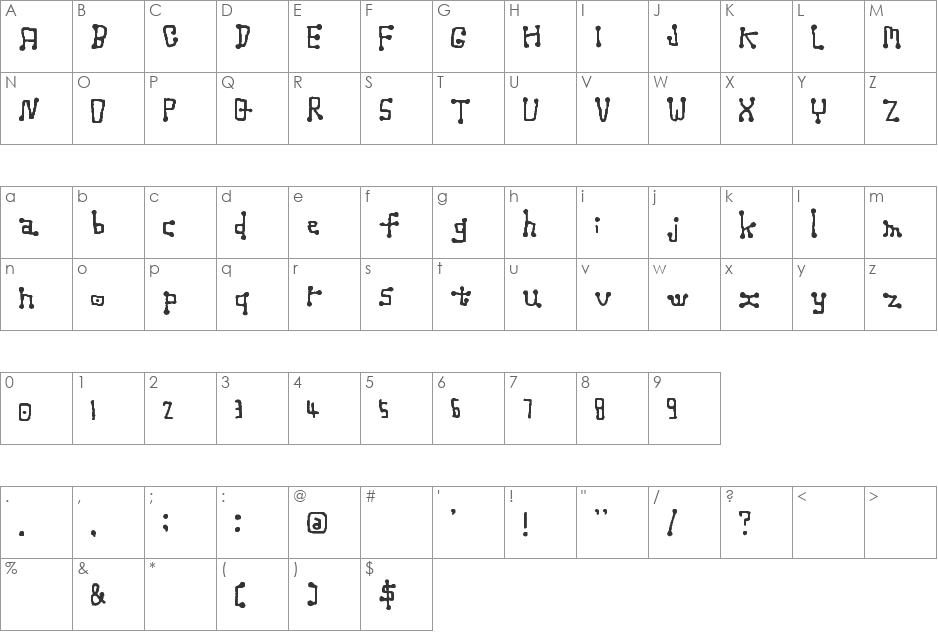 NANTEN font character map preview