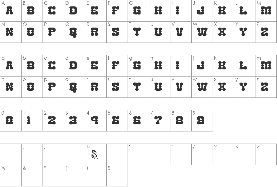 Nantoka Western font character map preview