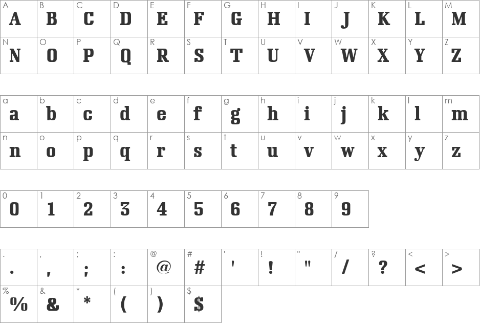 Napoleon font character map preview