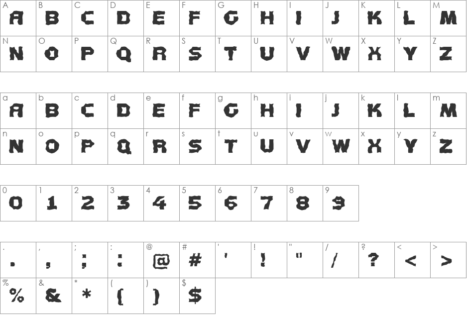a_ConceptoTitulBroken font character map preview