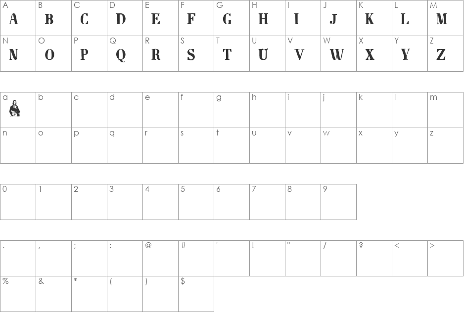 NapoleonDemo font character map preview